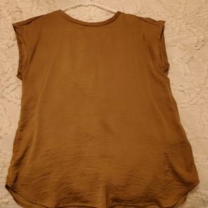 H&M Muscle Sleeve Blouse Satin Gold Yellow Size 6